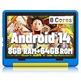 Jeazans Kids Tablet｜Upgraded Android 14 Tablet 10 inch for Kids with Protective Case｜Octa-Core｜64GB｜1TB TF Card Expandable｜Dual Camera｜Parental Control｜Great Gift for Toddler(Blue)