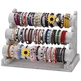 Barelove Bracelet Holder with 3 Tier Rack, Grey Velvet Detachable Display Stand Organizer Storage for Jewelry Necklace Bangles Watch Scrunchie for Store Selling or Home Organizer