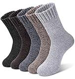 YSense Pack of 5 Womens Wool Socks Winter Warm Hiking Socks Casual Calf Athletic Socks Gifts