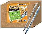 BIC PENS Large Bulk Pack of 240 Ink Pens, Bic Round Stic Xtra Life Ballpoint , Medium point 1.0 mm, 120 Black & 120 Blue Pens in Box Combo Pack