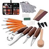 Wood Carving Tools Set,Detail and Hook Carving Knife Kit for Beginners,Trimming Knife for Spoon Bowl Cup Woodwork,Round handle design and 6pcs SK2 Carbon Steel Wood Carving Knives（10pcs）