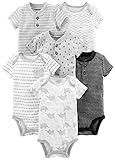 Simple Joys by Carter's Baby 6-pack Short-sleeve Embellished Bodysuit, black/white, 6-9 Months