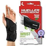 MUELLER Sports Medicine Green Fitted Wrist Brace for Men and Women, Wrist Pain Relief Support, Ideal for Carpal Tunnel, Tendonitis, Arthritis, Left Hand, Black, Large/X-Large