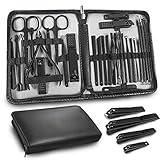 Manicure Set Personal Care Mens Grooming Kit, 30 In 1 Professional Manicure Kit Pedicure Kit, Nail Clippers for Men and Beauty Tool Portable Set, with Luxurious Travel Case (Black)