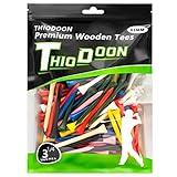 THIODOON Golf Tees Professional Natural Wood Golf Tees Pack of 100, Golfing Tees Multiple Colors Size 3-1/4 inch, 2-3/4 inch or 2-1/8 inch, Tall Golf Tees Bulk Reduce Side Spin and Friction