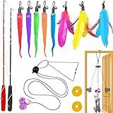 Cat Toys Interactive for Indoor Cats,2PCS Retractable Cat Wand Toys,9PCS Teaser Toys&1PCS Hanging Door Lure Cat Toy,Interactive Feather Toy for Teaser Play and Chase Exercise with Kitten