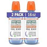 TheraBreath Overnight Mouthwash, Fights Bad Breath for 12 Hours, Chamomile Mint Flavor, Dentist Formulated, Fluoride Rinse, Alcohol Free, 16 fl oz (Pack of 2)