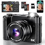 5K Digital Camera, 64MP Cameras for Photography with 6X Optical Zoom & Autofocus, WiFi Vlogging Camera for YouTube Video, Dual-Lens, 2 Batteries, 64GB Card & Flash, Best Cameras for Content Creators