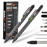 RAK Multitool Pen 2-Pack - Multi-Tool Pens with LED Light, Flathead & Phillips Screwdrivers, Level, Ruler, Bottle Opener, and Stylus. Gift-Ready Box with Ink Refills & Batteries. Great for EDC.