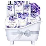 Bath and Body Gift Set - Lavender Gifts for Women, Body & Earth Bath & Shower Sets, 8 Pcs Lavender Honey Gift Sets with Bubble Bath, Lotion Set, Soap, Spa Kit for Women, Christmas Gifts for Mom