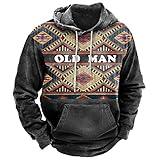Zeiyignr Men's Western Aztec Sweatshirts, Ethnic Print Graphic Patchwork Hoodies Slim Casual Pullover Tops with Drawstring