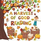 Pasimy Fall Reading Bulletin Boards Book Tree Classroom Decorations Autumn Scarecrow Pumpkin Cutouts Maple Leaves Bulletin Board Sets for Thanksgiving Party Library School Chalkboard Wall Door Decor