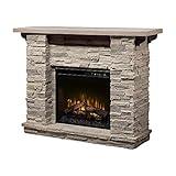 Dimplex Featherston Electric Fireplace with Mantel Surround Package | Pine with Gray Stone-Look, Includes 28" Electric Firebox Heater | 1500W | LED Flames | Remote Control | #GDS28L8-1152LR