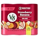 V8 Strawberry Banana 100% Fruit and Vegetable Juice, 8 fl oz Can (6 Pack)