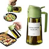 TrendPlain - Original Oil Dispenser for Kitchen - 2 in 1 Oil Dispenser and Oil Sprayer - Olive Oil Dispenser Bottle w/Stickers - Olive Oil Sprayer for Cooking Green (Light Blockage)