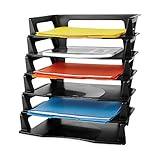 Rubbermaid Regeneration Letter Tray, Six Tier, Plastic, Black (86028)