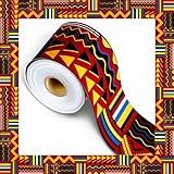 Outus 68 ft Africa American Bulletin Board Borders Kente Cloth Bulletin Board Decoration Black History Month Straight Rolled Border Trim Paper Celebration Decoration for Classroom School Window Wall