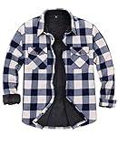 ZENTHACE Men's Sherpa Fleece Lined Flannel Shirt for Men Warm Brushed Plaid Shirt Jacket(All Sherpa Fleece Lined) Navy XXL