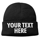 Custom Beanie Hat for Men Women, Fully Embroidered Beanie, Winter Headwear Unisex Style Skullie 16 Colors (US, Alpha, One Size, Black)