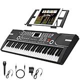 61 Key Keyboard Piano, Portable Electronic Keyboard Piano for Beginners with Speakers, Microphone, Sheet Music Stand, 100 Voices, 100 Rhythms, Digital Music Keyboard for Beginners