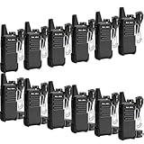 12 Pack Walkie-Talkies 2-Way Radios: MaxTalker MT1 Rechargeable Portable FRS Two Way Radios Long Range with Earpiece VOX License-Free Walkie Talkies for Adults School Restaurant Business Hiking