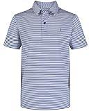 IZOD Boys' Performance Golf Grid Short Sleeve Stretch Collared Polo Shirt, Surf The Web Stripe, 10-12