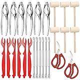26 PCS Seafood Tools Include Crab Crackers, Seafood Scissors, Lobster Sheller, Crab Hammer,and Shellfish Forks,Nutcracker Set