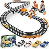 Slot Car Race Track Sets for Boys, Race Car Track with 2 High-Speed Slot Cars, Battery or Electric Car Track, Dual Racing Game Lap Counter Track Sets, Toys Gifts for Boys Girls Ages 4 5 6 7 8-12