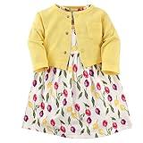 Luvable Friends Baby and Toddler Girl Dress and Cardigan, Tulips, 12-18 Months