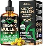 Mullein Drops for Lungs - USDA Organic Liquid - Mullein Leaf Extract Supplement - Made in USA - Lung & Bronchial Cleanse for Smokers - Respiratory Health Support - As Tincture, Tea, Pills - 4 fl oz