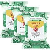 Burt's Bees Cucumber & Mint Face Wipes, for All Skin Types, Refreshing Makeup Remover & Facial Cleansing Towelettes, 30 Ct. (3-Pack)