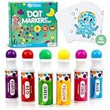 Jar Melo Washable Dot Markers, 6 Colors Dot Paints with 108 PDF & 10 Physical Activity Papers, Non-Toxic Bingo Daubers for Toddlers 1-3 2-4