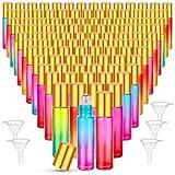 SEEWEY 96 Pcs Essential Oil Roller Bottles 10ml Empty Glass Roller Bottles with Stainless Steel Balls Protection Leakproof with 5 Funnel for Travel Perfume Lip Gloss(Gradient Color)
