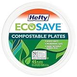 Hefty ECOSAVE Compostable Paper Plates, 10-1/8 Inch, 45 Count