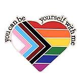 YOU CAN BE YOURSELF WITH ME Brooch Enamel Pin Safe Space Trans Flag LGBTQIA Funny Cute Badge Jewelry Gift Art Accessory for Jackets Cotton Shirts Skirts Canvas Bags Denim