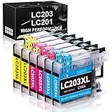 LC203XL Compatible Ink Cartridge Replacement for Brother LC203XL LC201XL LC203 LC201 to Use with MFC-J480DW MFC-J880DW MFC-J4420DW MFC-J680DW MFC-J885DW (2 Cyan, 2 Magenta, 2 Yellow, 6 Pack)