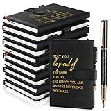 Kosiz 20 Pcs Employee Appreciation Gifts Inspirational A5 Leather Journal Notebook with Motivational Pen for Teachers Nurse Coworkers Staff Volunteer Team Management Thank You Gifts(Black,20 Pcs)