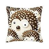 Cioroper A Brown Cartoon Hedgehog Pattern Pattern Pillow Covers Decorative Cushion Cover Throw Printed Pillow Case 18 x 18 inch,Brown