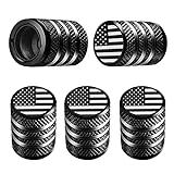 Tire Valve Stem Cap Cover - (5 Pack) Tire Air Cap Metal with Plastic Liner Corrosion Resistant Leak-Proof American Flag for Car Truck Motorcycle Bike Black