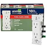 Leviton E5325-MW Decora Edge 15 Amp Tamper-Resistant Duplex Wall Outlet, 10-Pack - White