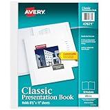 Avery Classic Presentation Book, Clear Front Window for Title Page, 12 Non-stick Pages, 1 White Book (47671)
