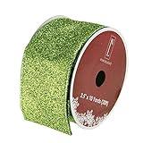 Northlight Shimmering Solid Wired Christmas Craft Ribbon, 2.5" x 10 Yards, Green