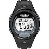 Timex Men's Ironman Triathlon Essential 10 40mm Watch – Black Case Gray Top-Ring Black Resin Strap