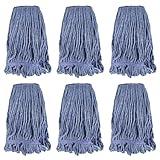 Commercial Heavy Duty Mop Heads Replacement for Rubbermaid: 6 Packs Industrial Wet Mop Head for Floor Cleaning - Commercial Products Looped End String Head Refills