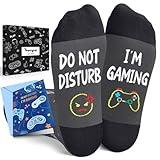 Gamer Gifts Teen Boys - Funny Gamer Socks for Teen Boys, Gaming Gamer Gifts with Greeting Card, Video Game Socks for 7-9 Years Old Kids