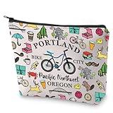 BLUPARK Oregon State Cosmetic Bag Biking Gift Portland Oregon Travel Makeup Bag Oregon Souvenir Gift (Portland)