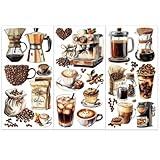 OLYCRAFT 3pcs/Set Coffee Rub on Transfers for Furniture and Crafts 6x12 inch Coffee Beans Furniture Decals Teapots Coffee Maker Transfer Stickers Rub on Decals for Wood Furniture Home Decoration