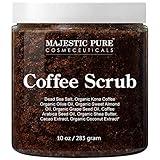 MAJESTIC PURE Arabica Coffee Scrub with Dead Sea Salt | All Natural Exfoliating Body Scrub for Skin Care, Stretch Marks, Acne, Cellulite | Body Scrub Exfoliator Reduce the Spider Veins, Eczema | 10 Oz