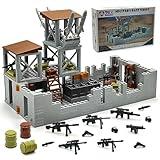 ZHX Military Base Building Brick Set for Army Minifigure War Accessories, Defence Base Guard Tower Guns Weapons Building Block Toy for Kids 8 10 12 14 Years