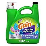 Gain + Odor Defense Liquid Laundry Detergent Super Fresh Blast Scent, HE Compatible, 107 Loads 154 fl oz, Gain Laundry Detergent, Liquid Laundry Detergent